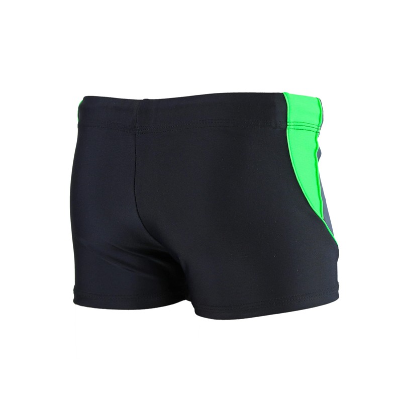 Aquarti Boys' Swimming Trunks with Side Inserts, Black/Graphite/Green