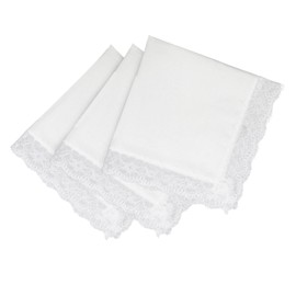 Gsyziux 3/6 PCS Cotton Handkerchiefs for Women Girls, Lace Ladies handkerchief White Hankies for Wedding Bride Daily (Style 2-3pcs)
