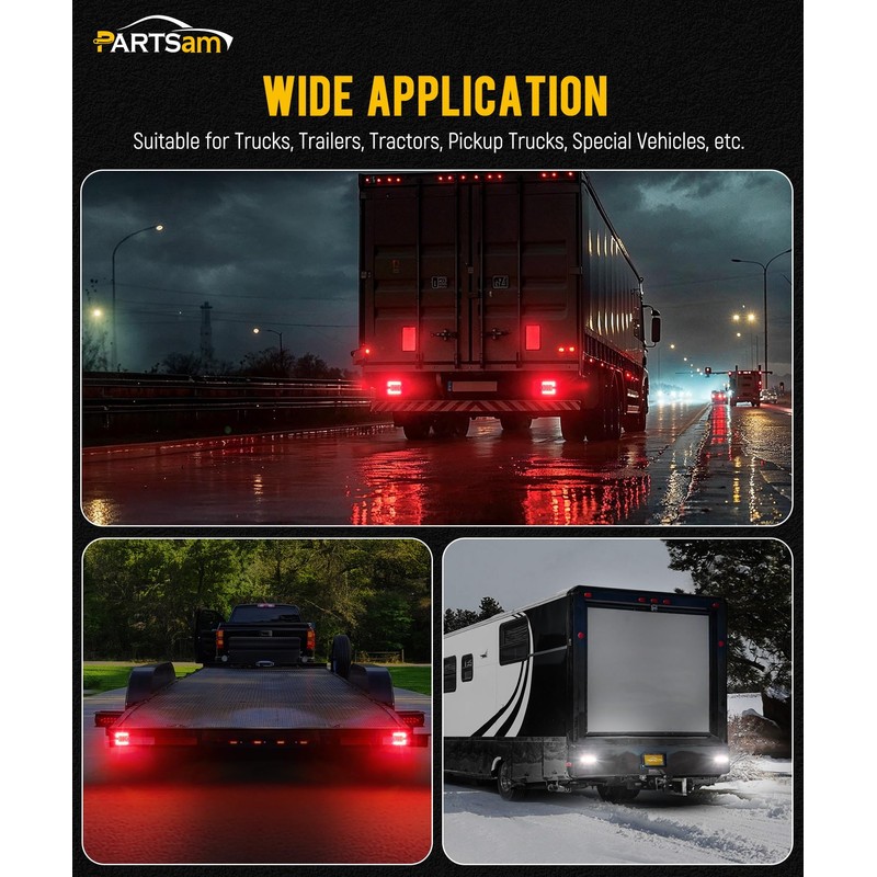 Partsam Wireless LED Trailer Light Kit, Square Portable Magnetic Stop