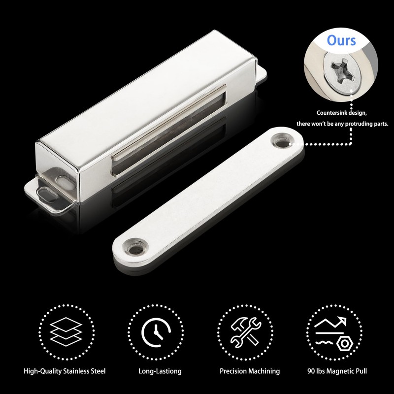 4 Pack | Heavy-Duty Magnetic Door Catch - 25KG Pull