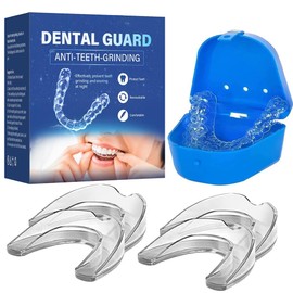 4 PCS Guarda Dental para Dormir, Protector Bucal de Dientes para Detiene Bruxismo, Roncar y Elimina Apriete de Dientes.Talla única y Ajustable para Perfectamente a Cualquier Tamaño de Boca. Sin BPA.