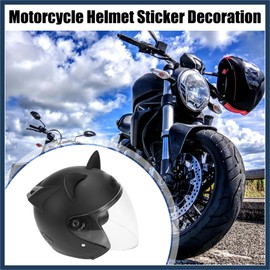 INFINAUTO 2pcs Cat Ears Style Attachments Helmet Decoration Accessories Self Adhesive Universal Helmet Cover Sticker for Motorcycle Bicycle Scooter Black TPU Stylish Design