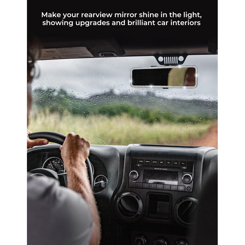 JOYTUTUS Rear View Mirror, Universal 11.81 Inch Panoramic Rearview Accessories