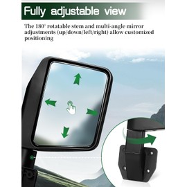 JROAD Side Mirrors for Half Doors Side View Mirrors for Tubular Doors Compatible with Jeep Wrangler TJ JK JL Gladiator JT 1997-2025 -1 Pair
