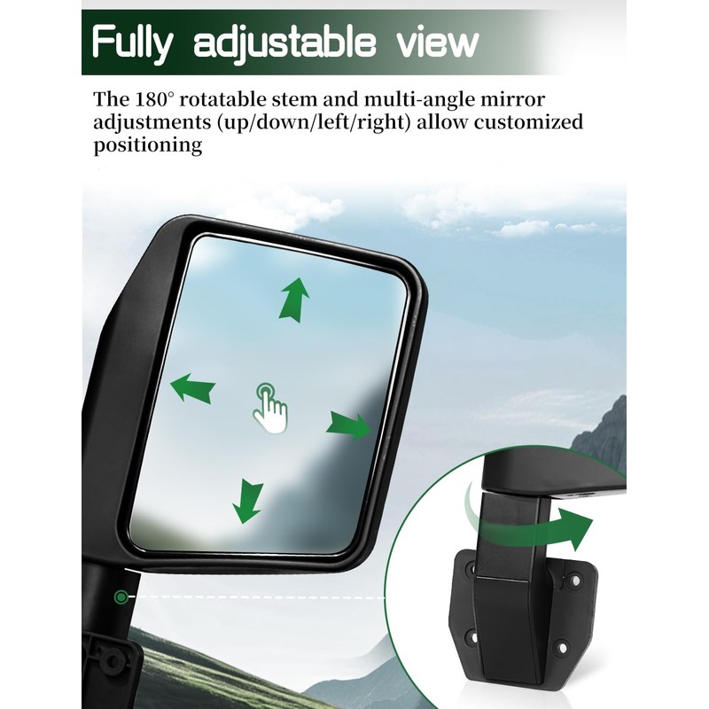 JROAD Side Mirrors for Half Doors Side View Mirrors for