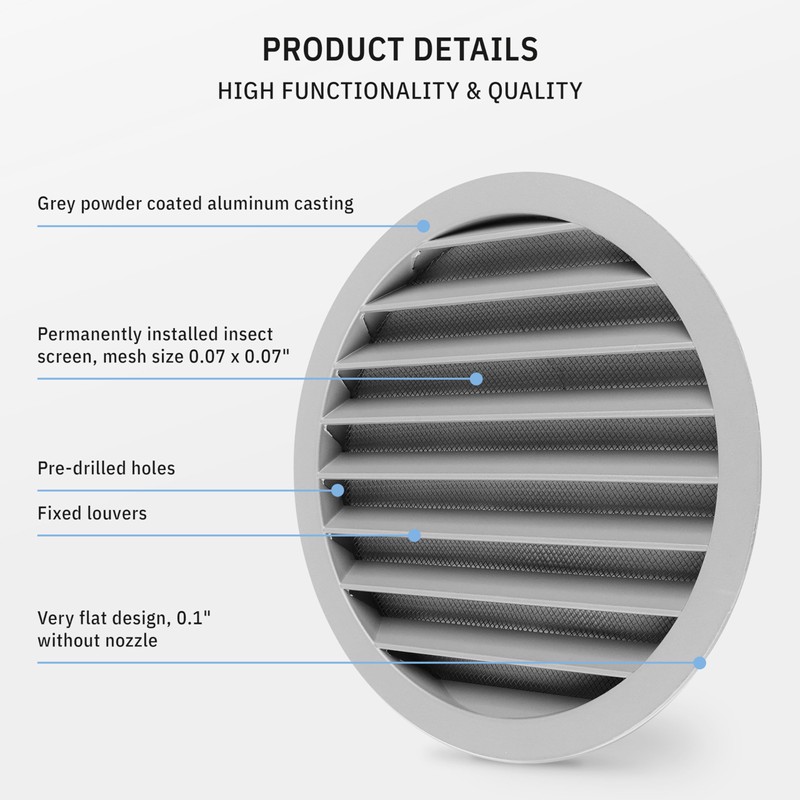 calimaero® WSGG Ventilation Grille 200 mm, Ventilation Grille with Fly