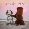 Noel Tatt Anniversary Card - Two Dogs Watching the Sunset