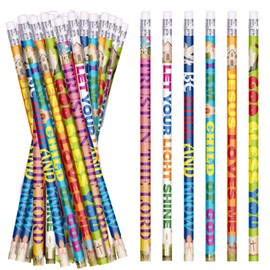 Zhirlyn 24 Pcs Bible Verses Pencils Christian Religious Scripture Inspirational Pencil Assorted Colorful Birthday Pencils Back to School Pencil for Teacher, 6 Styles