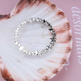 Wendalern Boho Star Hair Clip Vintage Circle Hair Pins Silver Circle Star Hair Clips Round Meatal Hair Holder Clips Decorative Hair Accessories for Women and Girls