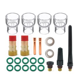 23PCS TIG Stubby Gas Lens TIG Collet 12Pyrex Cup TIG Gas Lens Alumina Nozzle Kit for DB WP17/18/26 TIG Welding Easy Install