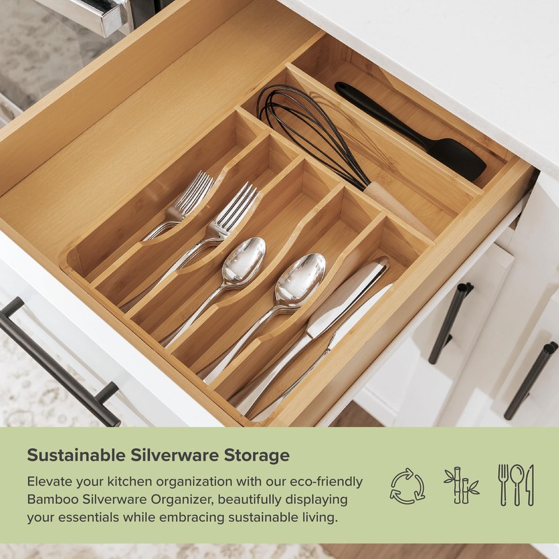 KitchenEdge Silverware Organizer - Cutlery, Flatware, and Utensil Holder for
