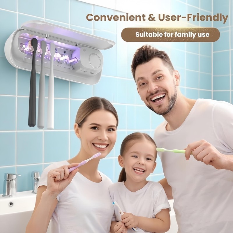 UV Toothbrush Holders Wall Mounted Toothbrush Sanitizer Cleaner 5 Slots
