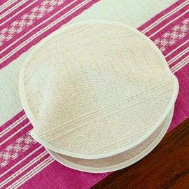NOVICA Artisan Handmade Cotton Tortilla Warmer Unbleached Ivory Mexico Tableware Serveware 'Handloomed Textures'
