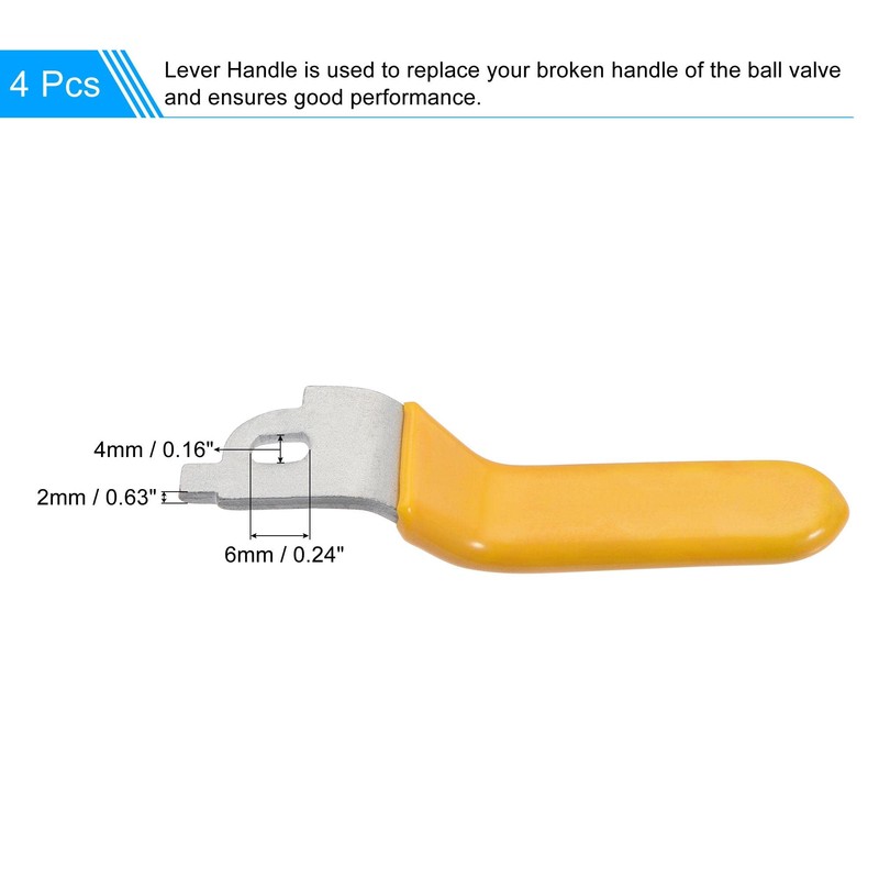 sourcing map Lever Handle Iron Chrome Plated Replacement Quarter Turn