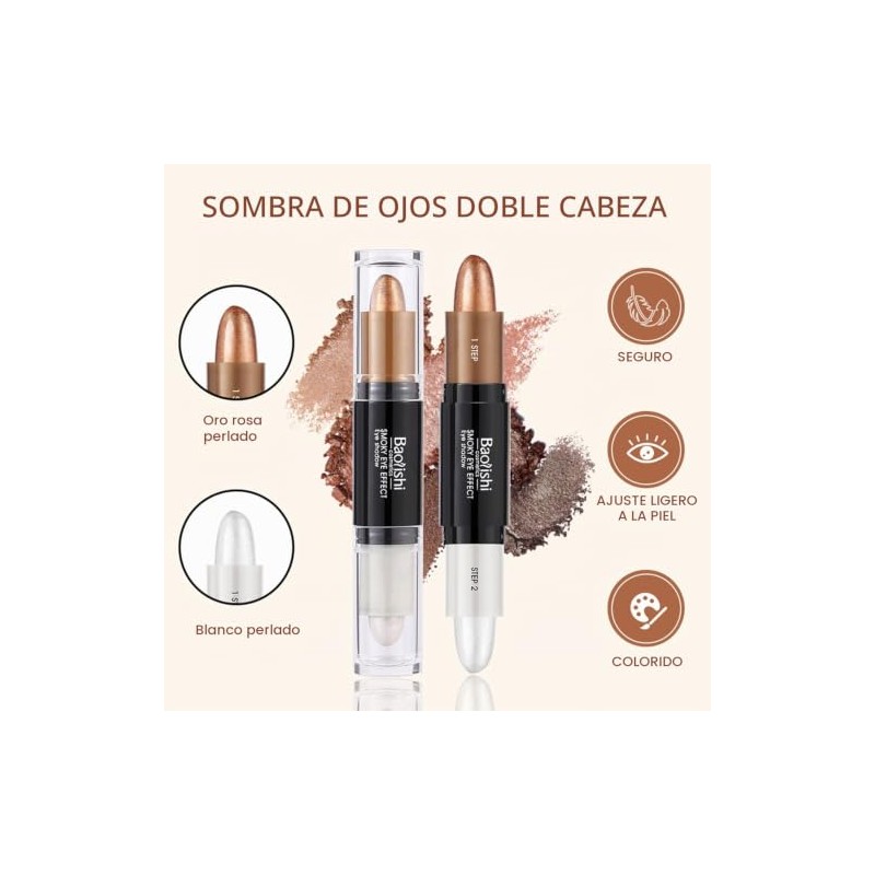 12 colores Sombra de ojos en barra de Doble Punta,