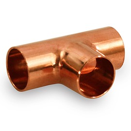 Everflow Supplies CCTE0200 C X C X C Tee Fitting with Solder Cups for Copper Pipe, 2"