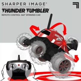 SHARPER IMAGE Thunder Tumbler Spinning Mini Truck RC Car with 5th Wheel, Red