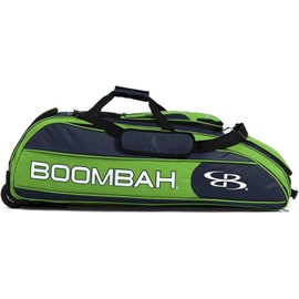 Boombah Beast Rolling Bat Bag - 40" x 14" x 13" - Navy/Lime Green - Holds 8 Bats, Glove and Shoe Compartments