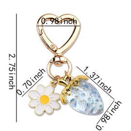 Strawberry Bag Charms for Women Men Kawaii Heart Daisy Keychains for Boys Girls Cute Flower Keychain Accessories for Purse Pendant Funny Strawberries Keychain Charms for Handbang Backpack Decorations