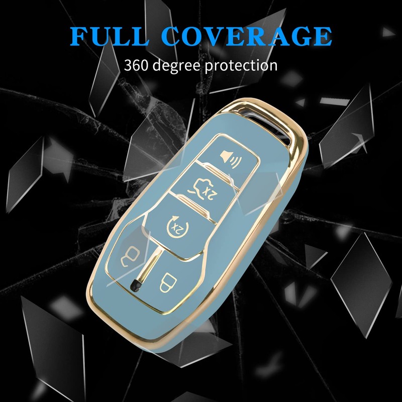 MILD EAST Key Fob Cover for Ford with Key Chain,