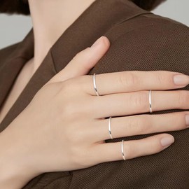 ALEXCRAFT Ankle Rings Set for Women Stainless Steel Knuckle Rings Stackable Ring Midi Rings Minimalist Finger Rings Set, Metal