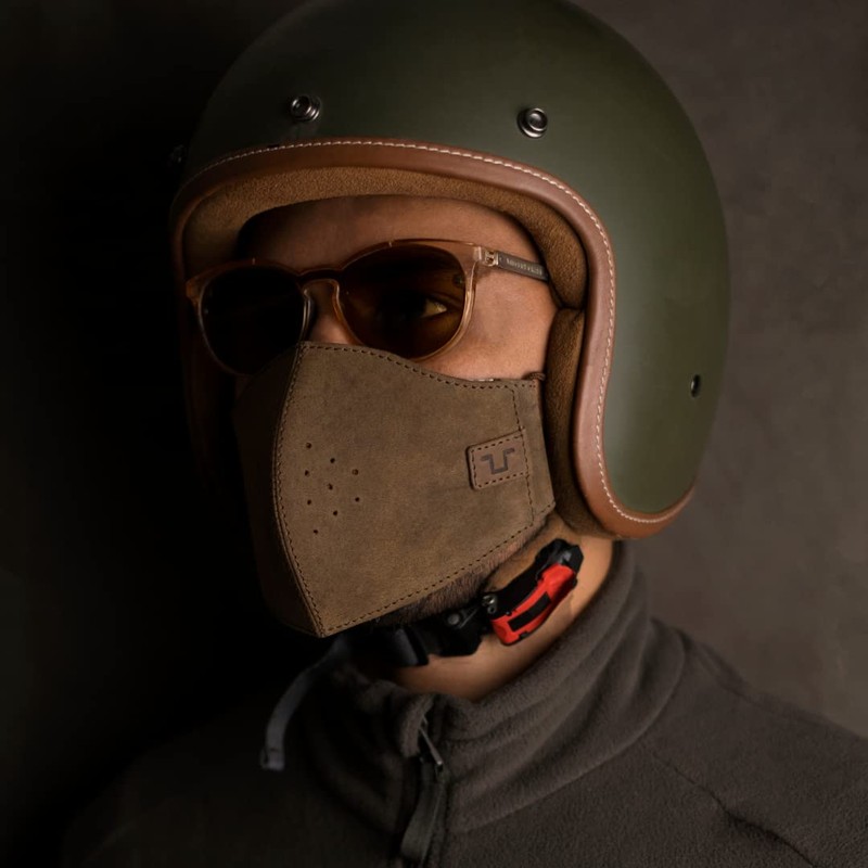 Trip Machine Company Leather Face Mask (Dark Brown)