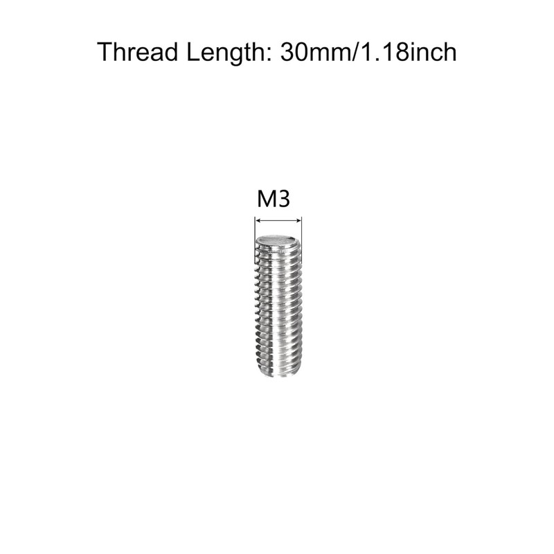 TA-VIGOR 20Pcs M3 x 30mm Fully Threaded Rod, 304 Stainless