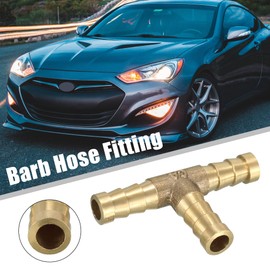 sourcing map Pack of 5 Hose Connectors Brass T-shaped Connection Hose 3-Way Connection for Air Water Fuel Oil 8 mm