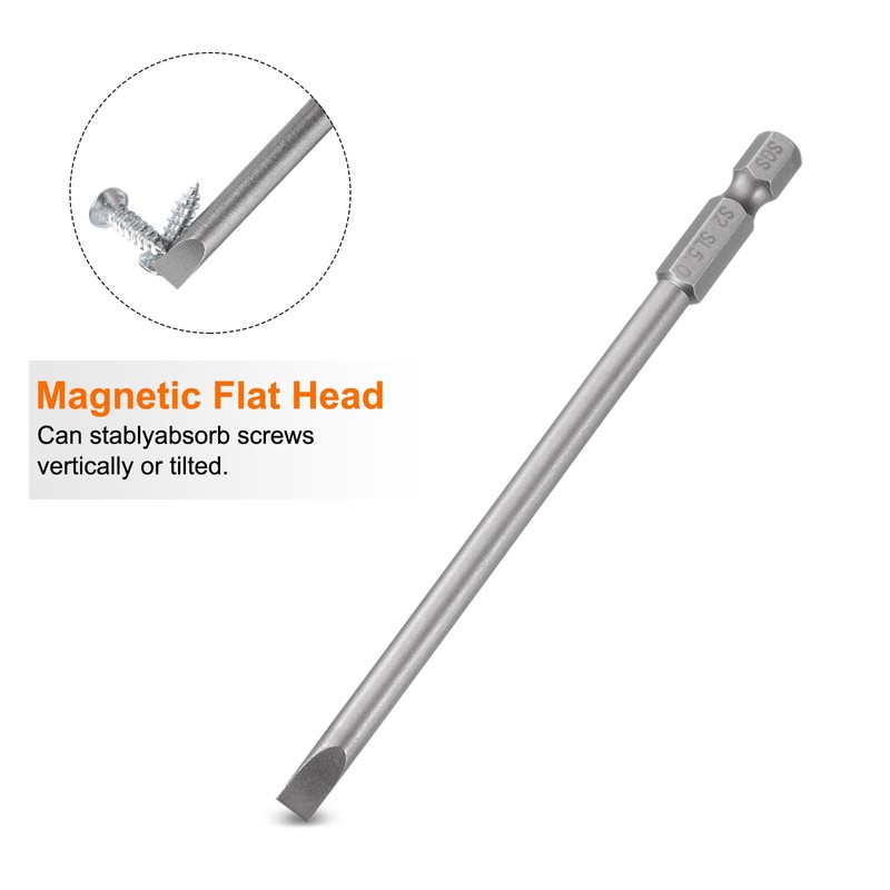 sourcing map 5pcs SL5 Magnetic Slotted Screwdriver Bits 5mm S2