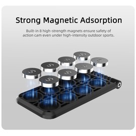 Magnetic Camera Mount Strong Magnetic Mount with 360° Rotation Ball Head, Built-in 8 Magnets, Compatible for GoPro Hero 13/12/11/10, DJI Osmo Action Camera, Pocket 3 and More