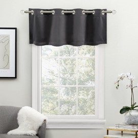 Exclusive Home Curtains Sateen Twill Woven Room Darkening Blackout Grommet Top Valance, 52"x18", Charcoal