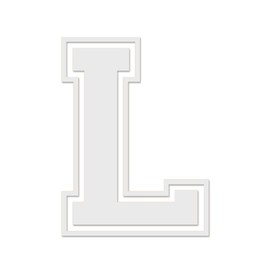 Applicable Pun Varsity Letter L - Vinyl Decal for Outdoor Use on Cars, ATV, Boats, Windows and More - White 6 Inches Tall