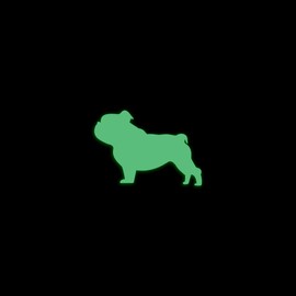 English Bulldog Dog Silhouette Glow in The Dark Sticker Decal for Phone Tablet Laptop Car Truck Window | 2" Sticker | Green
