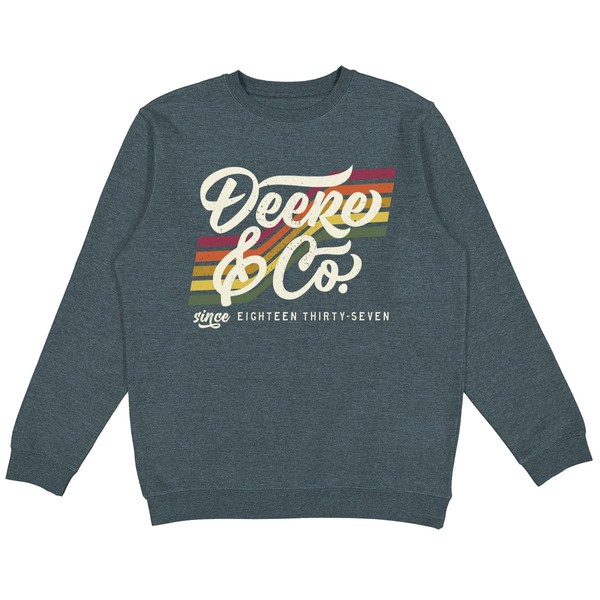 John Deere Womens 70s Stripe Crew Neck Sweatshirt in Black