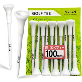 &FUN Dracon Golf Tees, Extra Long Tees, 3.9 inches (100 mm), Pack of 10, Rubber Head, Easy to Place Balls (White)