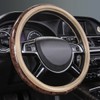 CAR PASS Wood Grain 14.5-15 inch Microfiber Leather Steering Wheel