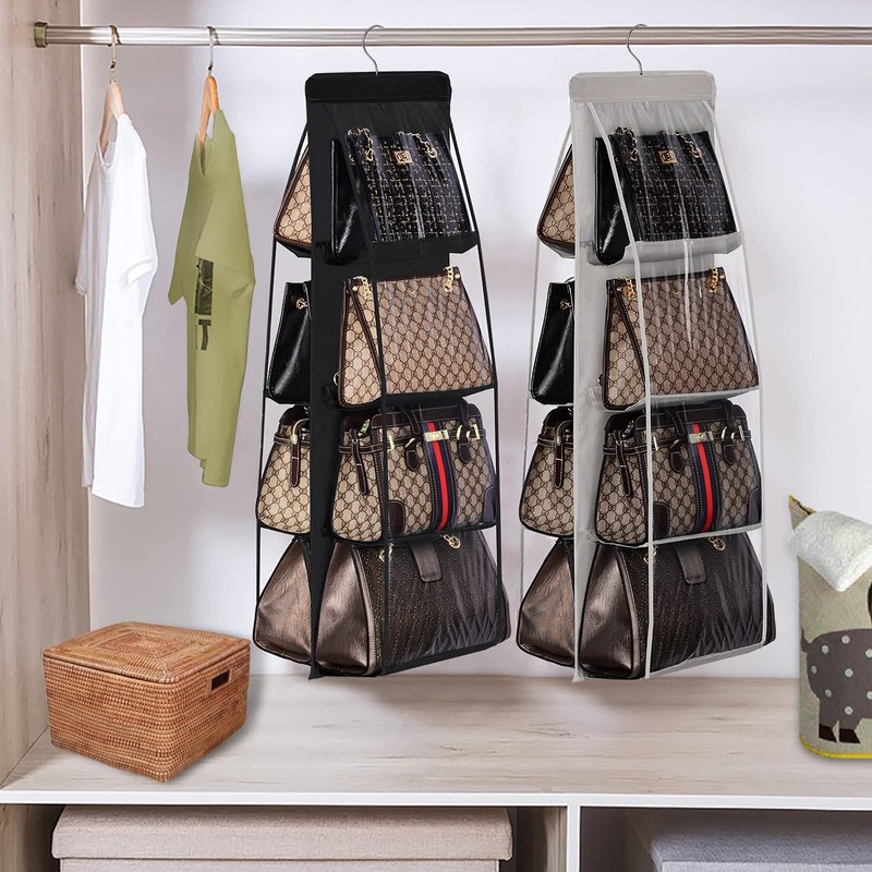 Lirex 2-Pack Handbag Hanging Purse Organizer for Closet, 8 Pocket