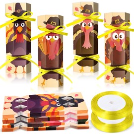 Spakon 60 Pack Crackers No Snap DIY Table Favors Holiday Poppers Kit for Dinner Decoration Gift(Thanksgiving,Turkey)