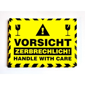Very eye-catching and effective professional sticker "Vorsicht ZERBRECHLICH!" 10.5 x 7.4 cm sticker