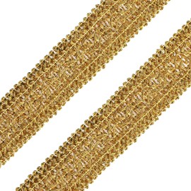 10 Yards，Width 36mm/1.41Inch, Golden lace Trim Craft Ribbon Decorated Gimp Trim for Wedding Bridal, Performance Costumes or Jewelry, Crafts and Sewing （Golden）