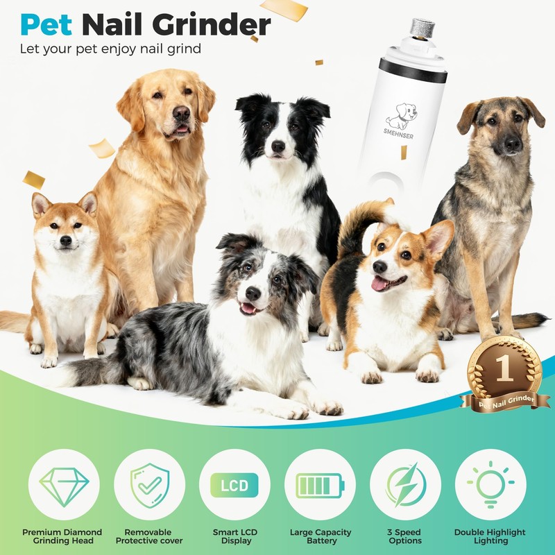 PleySyncz Upgraded Silent Dog Nail Grinder, Cordless Grooming Pro Nail