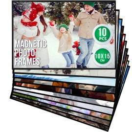 IRICUS 4 x 6 Magnetic Picture Frames for the Fridge, Pack of 10 - Magnetic Photo Frames for the Fridge - Magnetic Photo Protective Covers - Magnetic Photo Pockets 10 x 15 cm