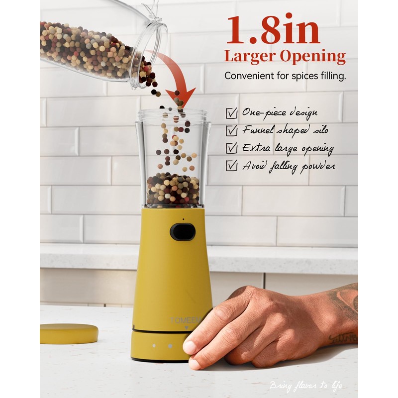 Electric Salt and Pepper Grinder Set with Storage Base, Stainless