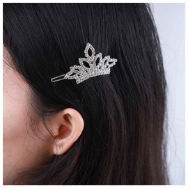 Inilbran Vintage Crystal Hair Clips Silver Crystal Wedding Hair Barrettes Vintage Rhinestone Crown Hairpin Barrette Sparkly Cz Hair Pins Hairclip Decorative Bobby Pins Crystal Wedding Headpieces