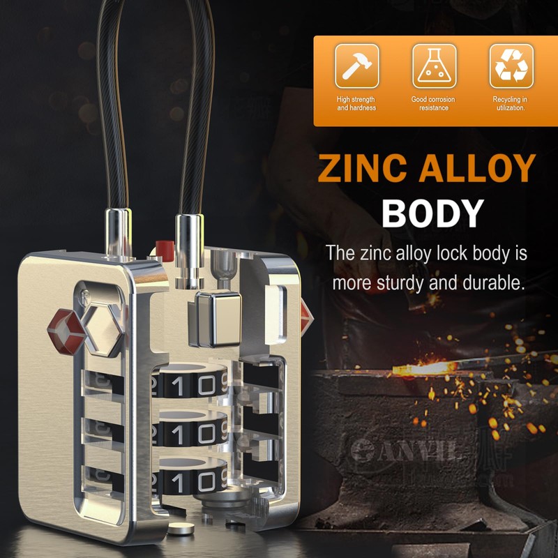 ANVIL TSA Locks for Luggage with Search Alert: Durable Cable