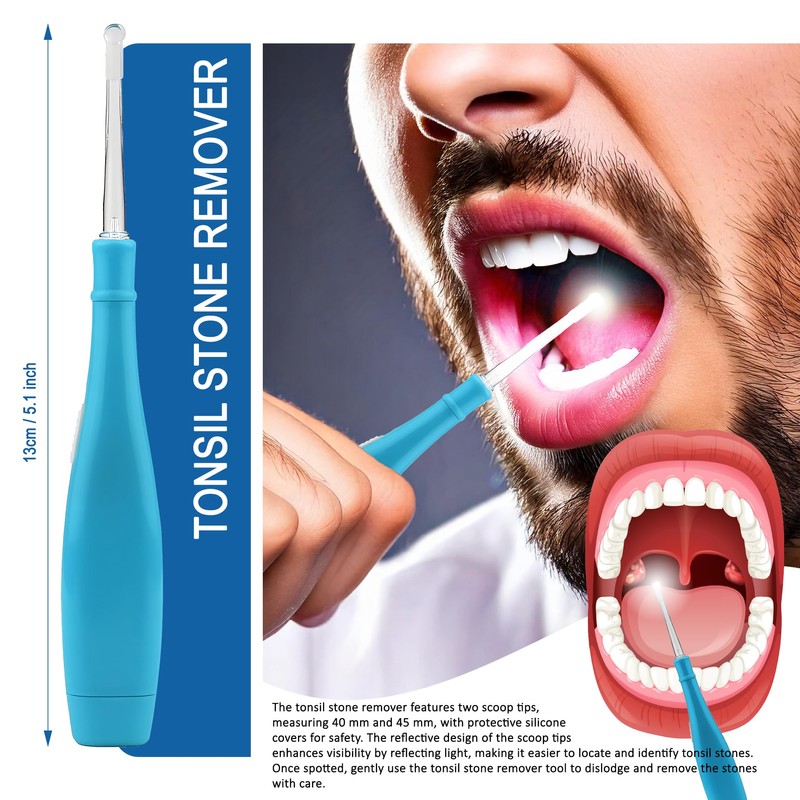 Tonsil Stone Remover Kit with Metal Case, Syringe and Tongue