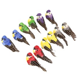 Fdit 12 Piezas decoración de jardín simulación de Plumas pequeño pájaro Bosque vegetación Parque decoración Falso pájaro gorrión Adornos DIY artesanía