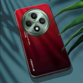 ILING Case for OPPO Reno 12F 4G/OPPO Reno 12 FS 5G (Reno12 F 5G), Ultra Thin Elegant Gradient Color Anti-scratch Hard Tempered Glass Back Cover + Soft Fit with TPU Border Shockproof Case (Blazing red)