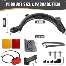 Yungeln Scooter Rear Mudguard with Rear LED Brake Light Rear Mudguard Compatible for Xiaomi 1S M365 PRO PRO2 MI3 Electric Scooter Accessories
