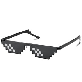 LEEQBCR 1 Piece Mosaic Glasses, MLG Shade Glasses Personality Pixel Bounce Sunglasses for Party Photography Black, black